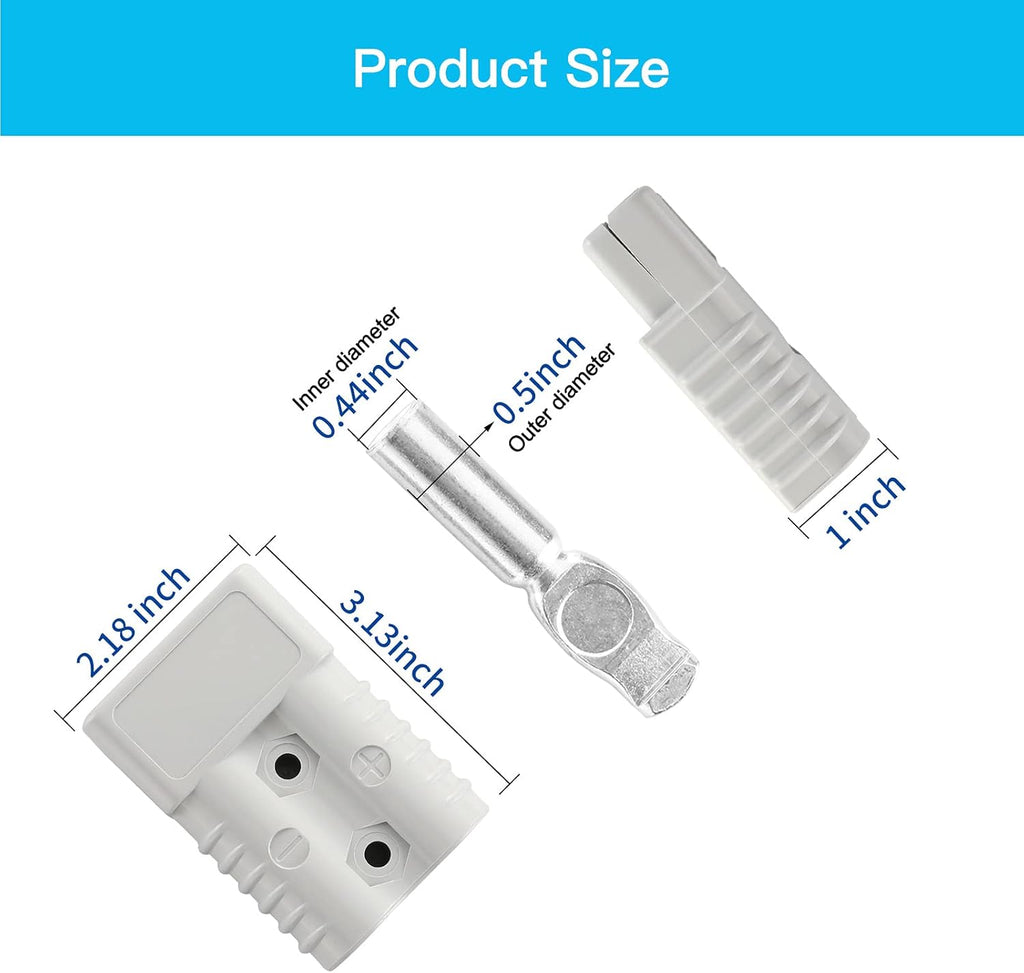 10 Pcs 1/0 Gauge 175A Battery Quick Connect Disconnect with Handle Grey L53682