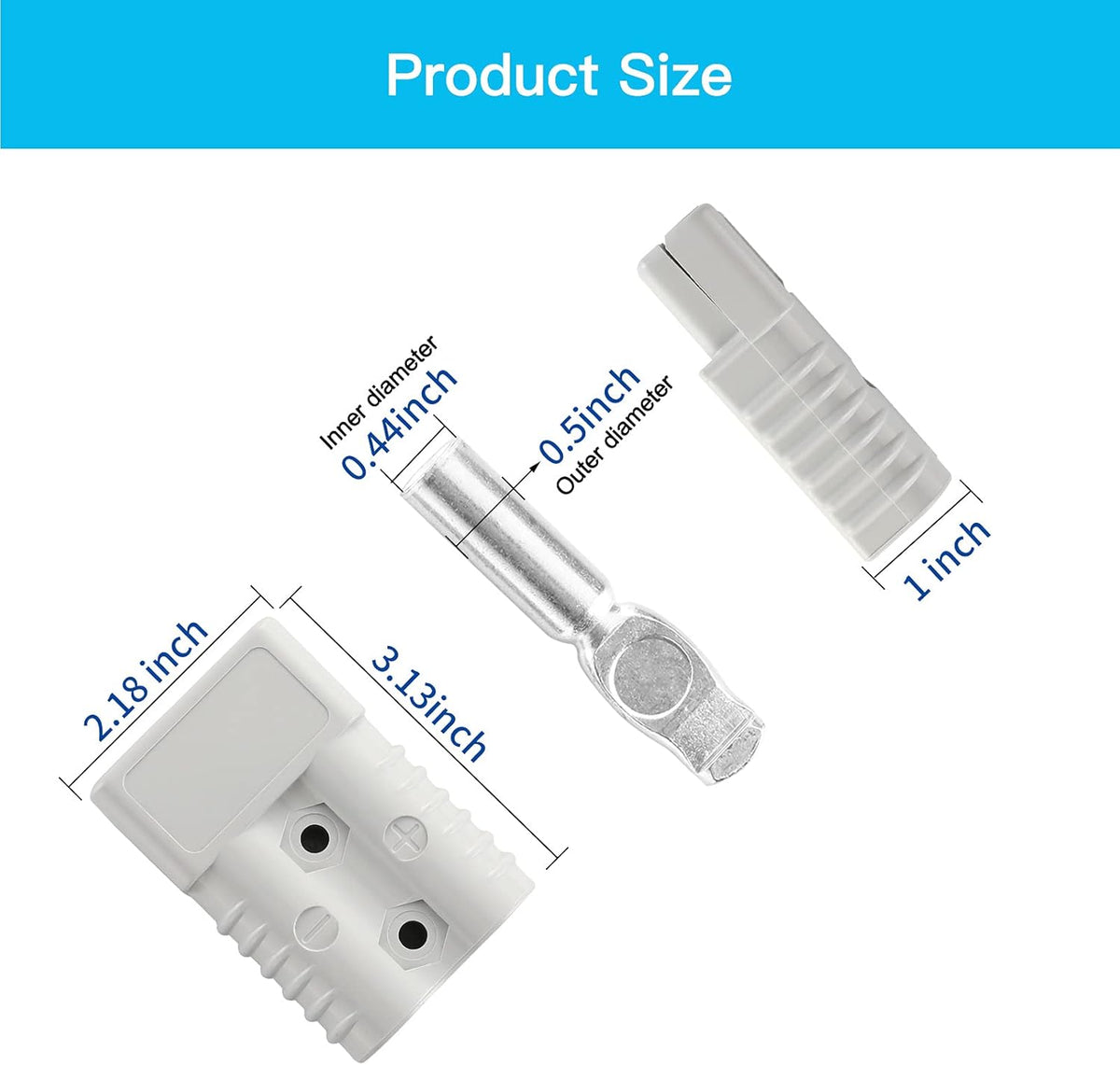 10 Pcs 1/0 Gauge 175A Battery Quick Connect Disconnect with Handle Grey L53682