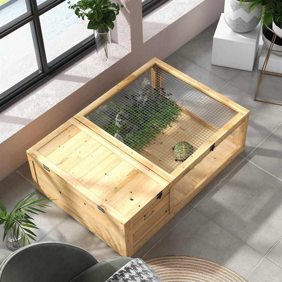 Wooden Tortoise House Turtle Habitat Enclosure M15458