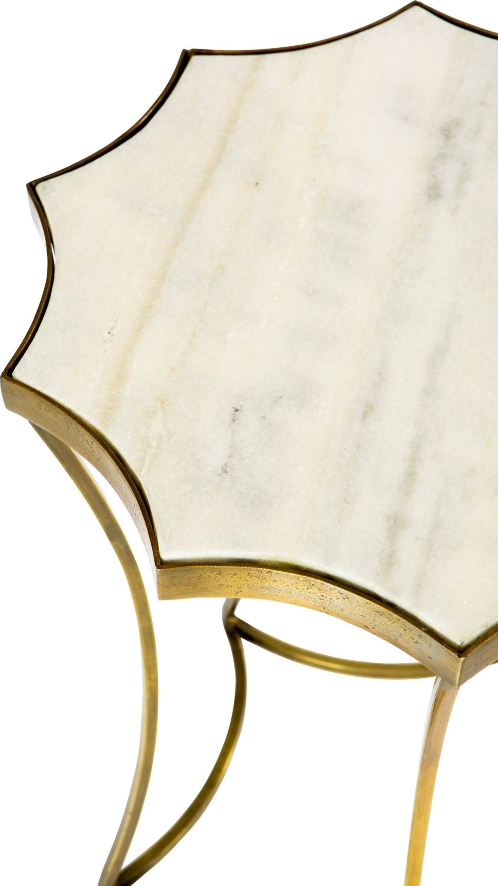 Antique Brass Side Table with Marble Top L75143