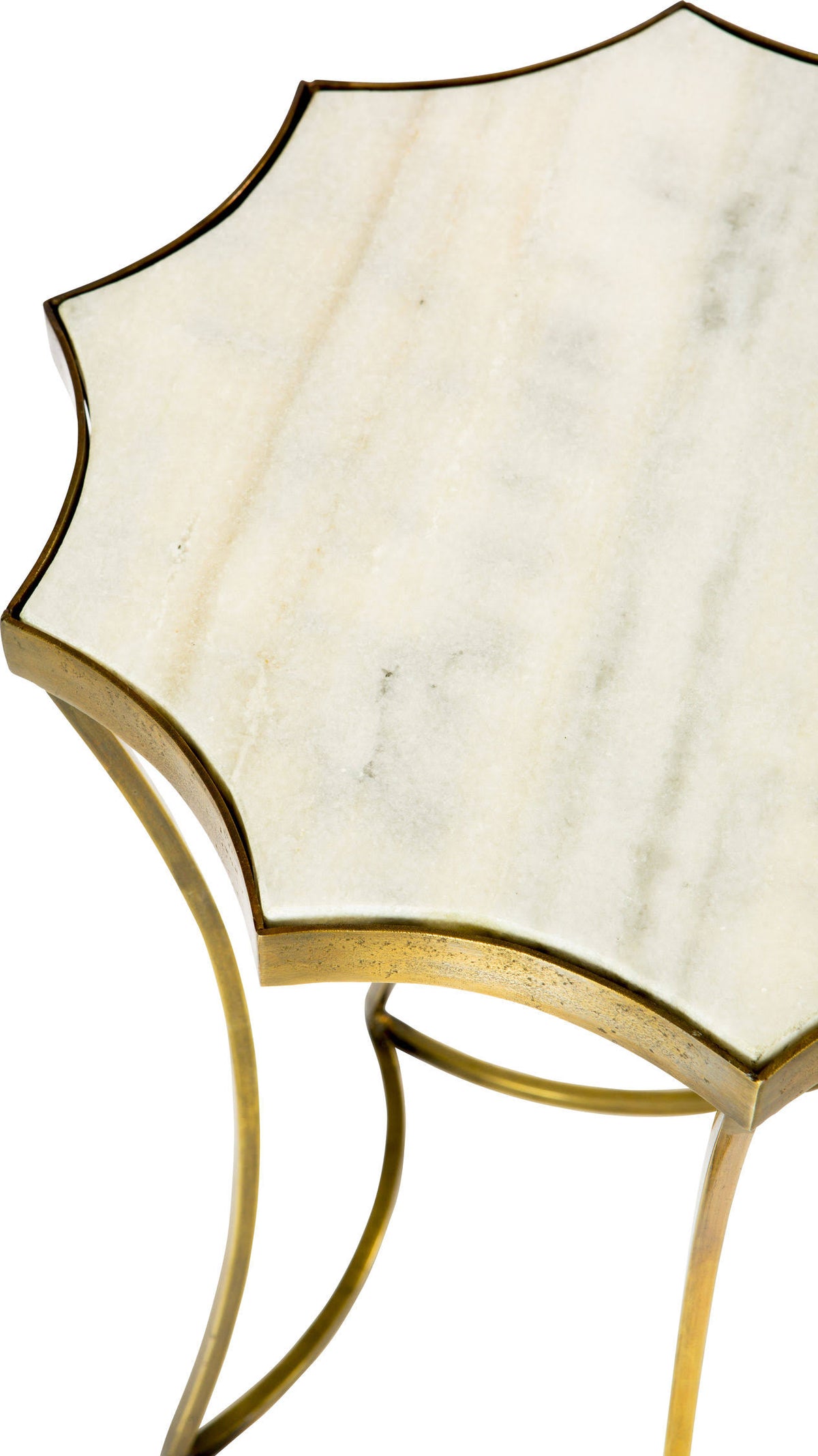 Antique Brass Side Table with Marble Top L75143