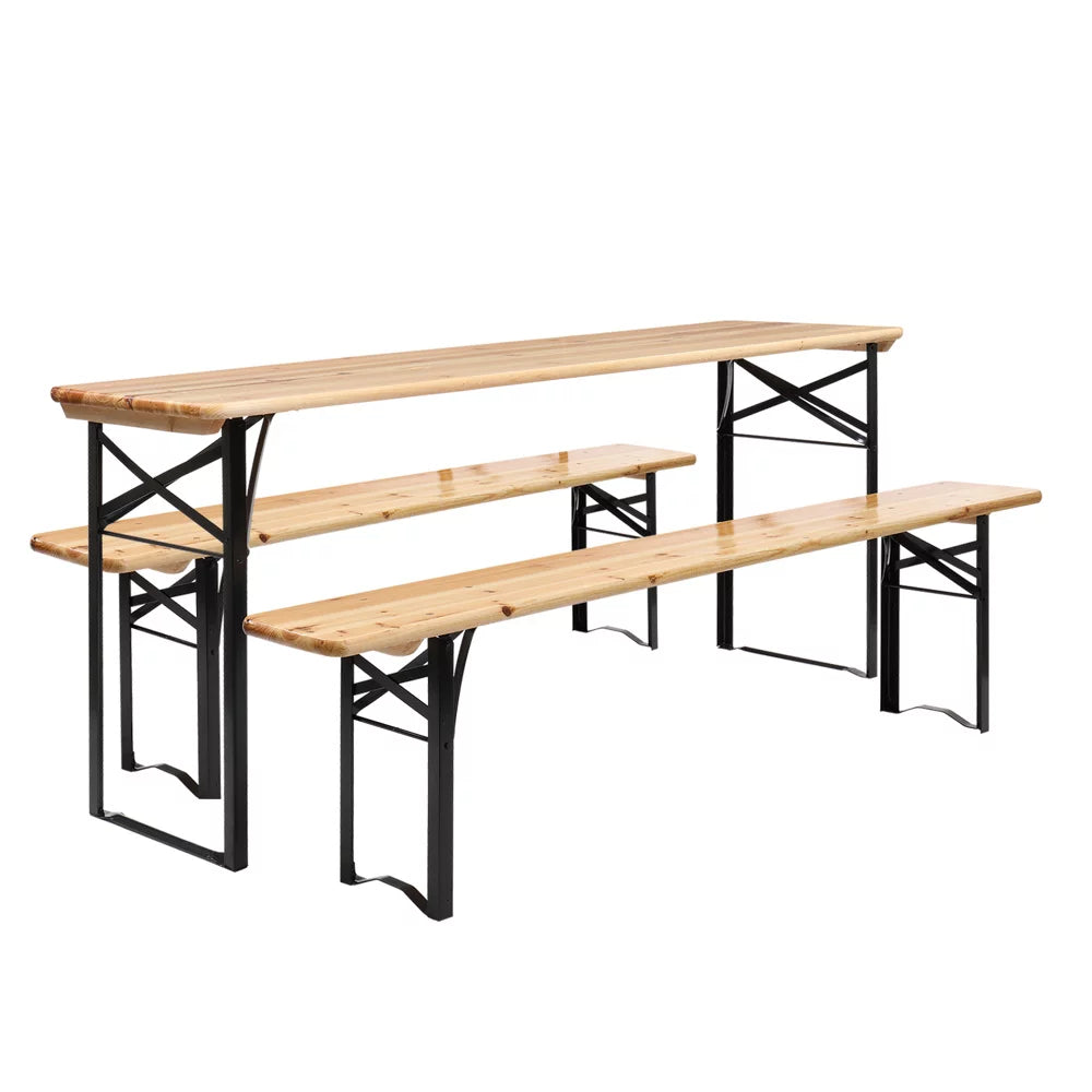 5.8FT Wood Table and Bench Set F505465