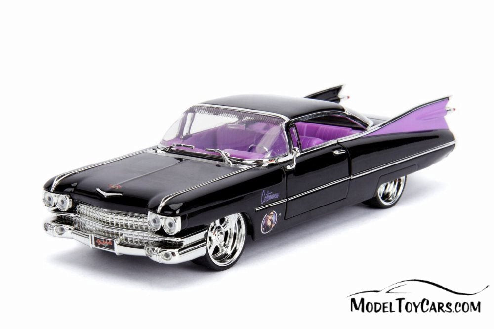 1959 Cadillac Coupe Deville Diecast Model Toy Car with Display Case and Catwoman Figurine E531