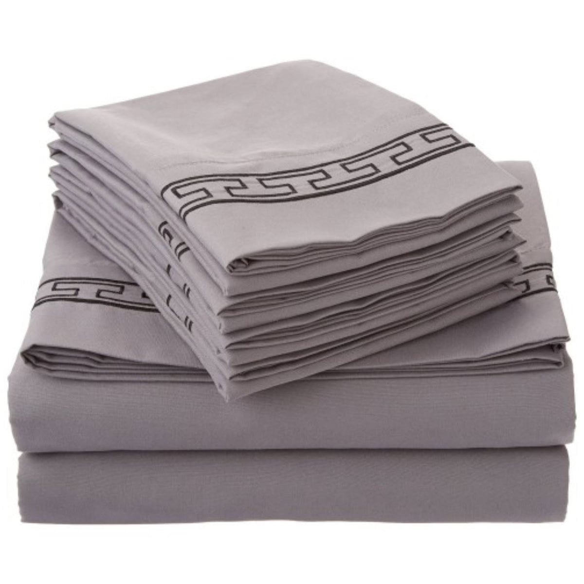 Black California King Embroidery Sheet Set T41430