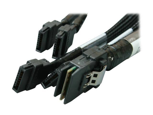 Internal Mini-SASX4 SFF-8087 to 4-SATA Fanout Cable 0.5 Meters P48577