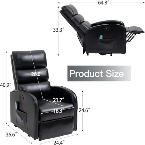 Black PU Leather Power Lift Recliner Chair with Remote Control U487148