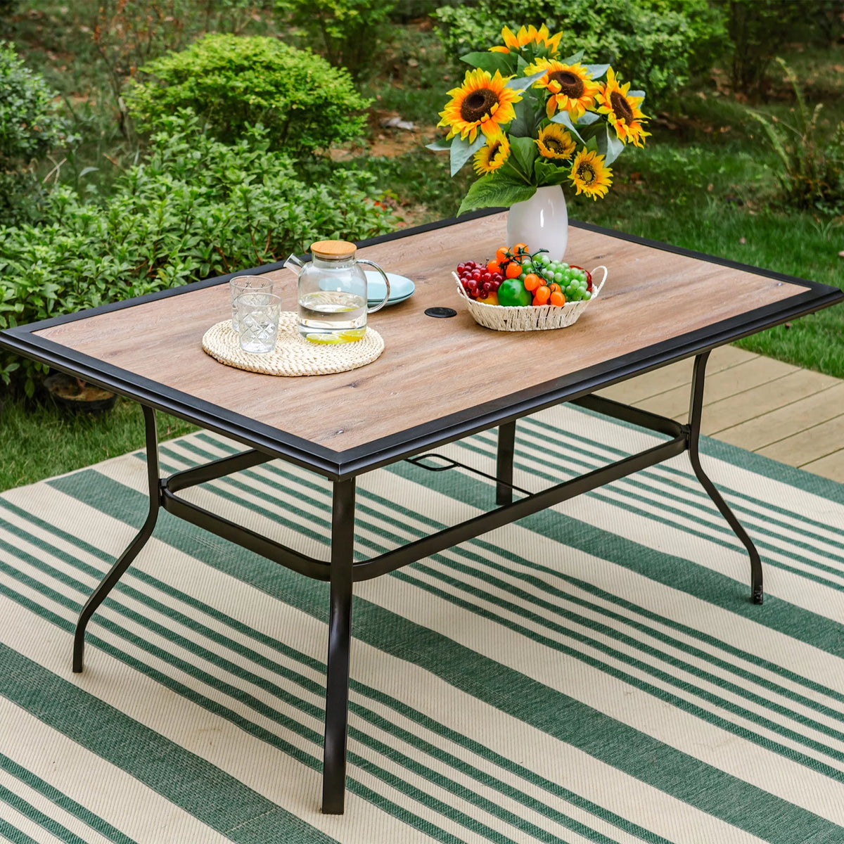 7 Pieces Outdoor Patio Dining Set with 6 Textilene Chairs and Metal Table S5302
