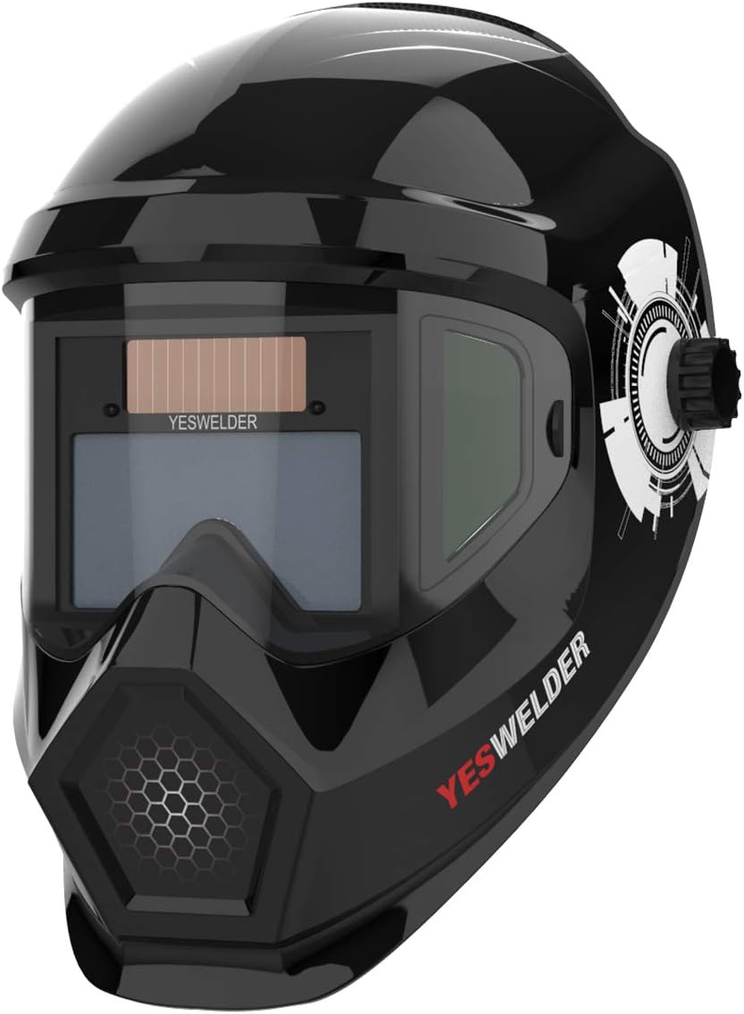 Large Viewing True Color Solar Powered Auto Darkening Welding Helmet with Side View, 4 Arc Sensor Wide Shade 4/5-9/9-13 Welder Mask K98457