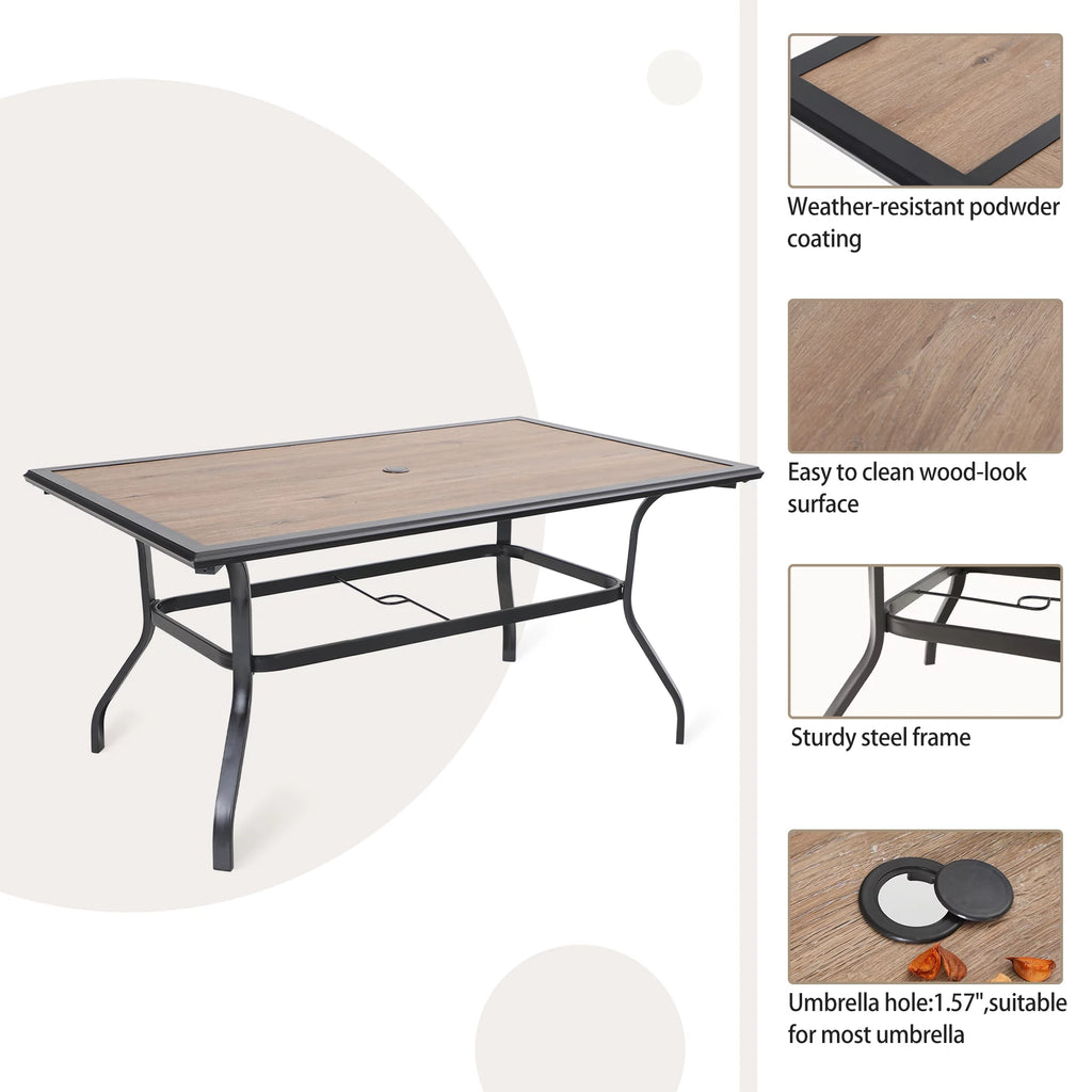 7 Pieces Outdoor Patio Dining Set with 6 Textilene Chairs and Metal Table S5302