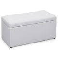 31" White Microfiber Storage Ottoman V310581