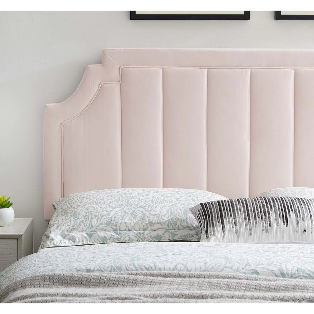 Pink Velvet Upholstered King/California King Size Headboard I7675