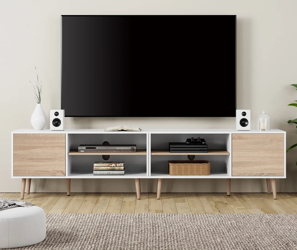 White TV Stand with Storage Cabinets G360472