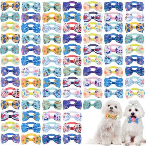 80 Pcs Dog Bow Ties Assorted Pattern W377