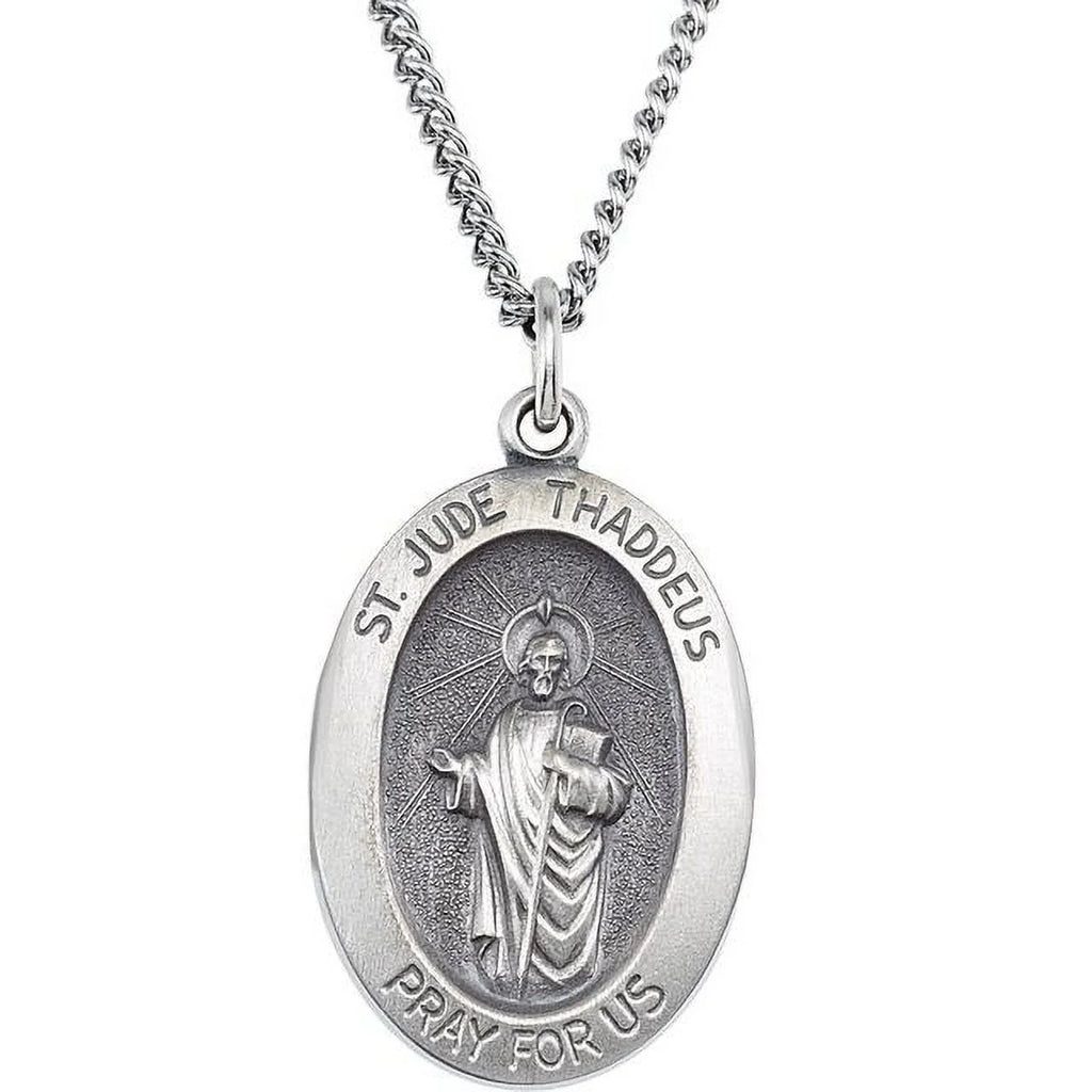 Sterling Silver Oval St. Jude Thaddeus 18" Necklace O3439