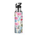 Pink Blue Flowers Stainless Steel Insulated Water Bottle with Straw Lid S540543