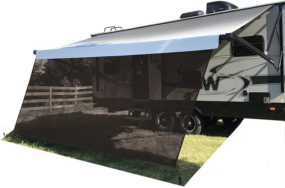 Brown Mesh RV Awning Sun Shade Screen 8' X 10'3'' F4544