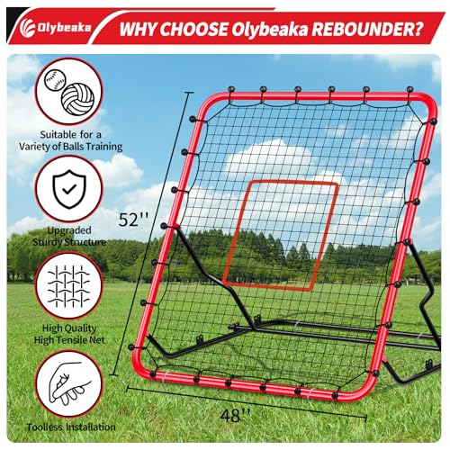 Baseball Rebounder Net with 3 Adjustable Angles 48" x 52" I3394