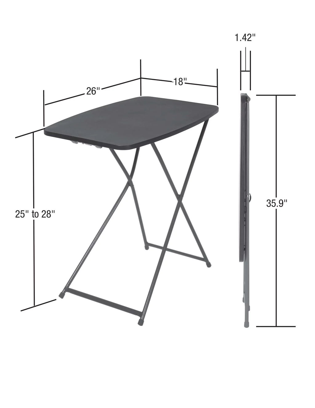 Black Adjustable Height Folding Table, 2 pack V44918
