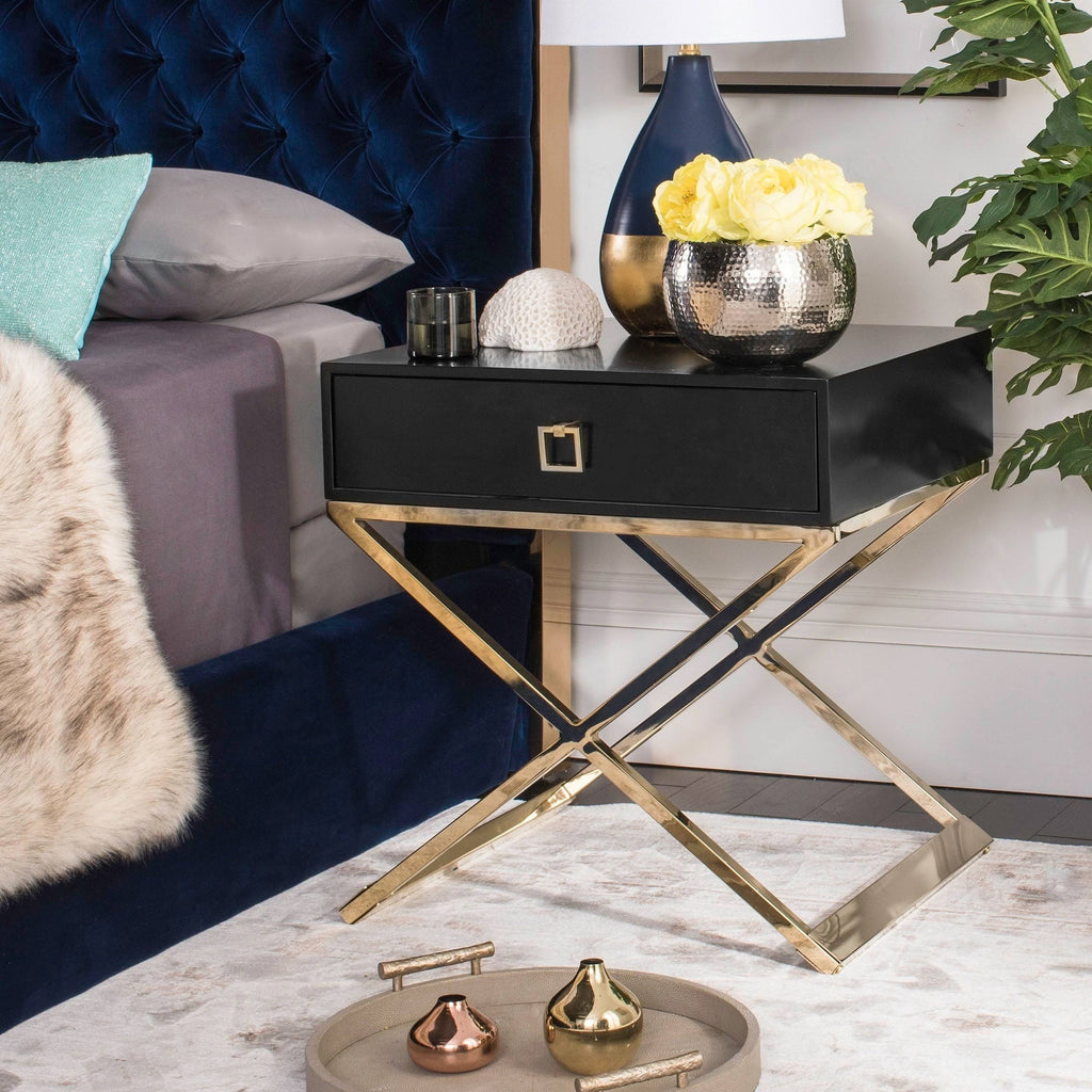 Black Cross Leg End Table A389