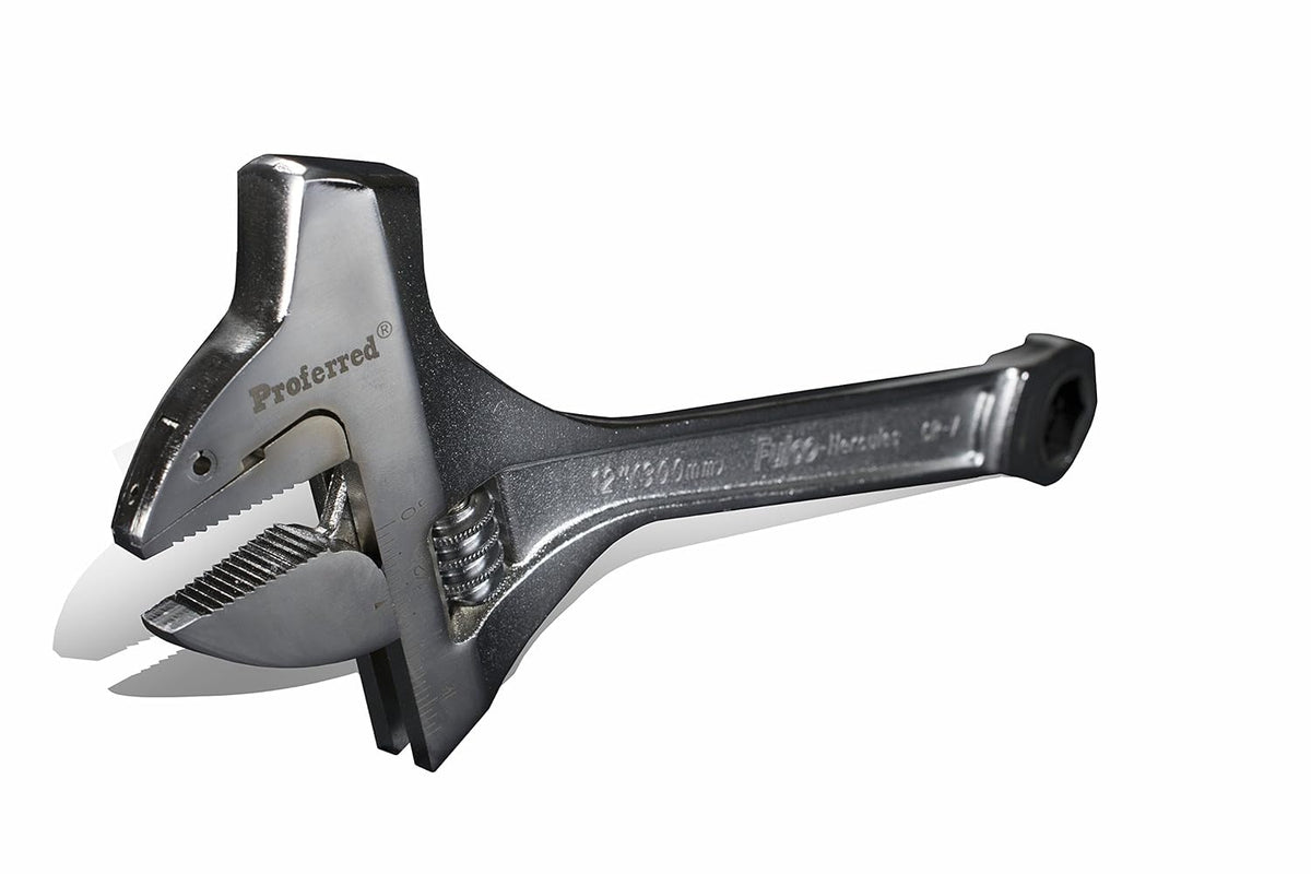 12" Chrome Finish Adjustable Wrench with Hammer, Pack of 2 Z28890