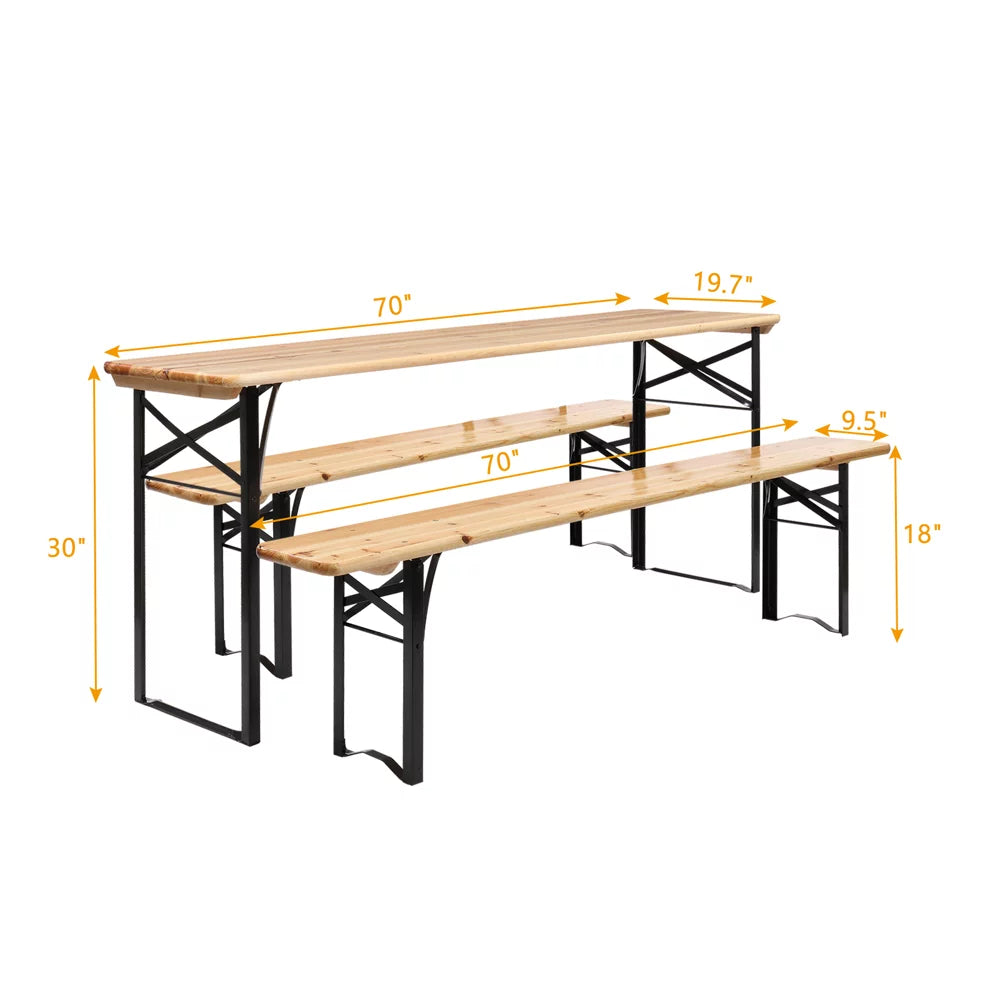 5.8FT Wood Table and Bench Set F505465
