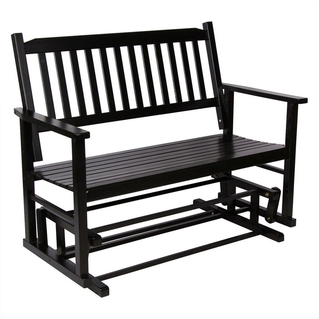 Black Hardwood Outdoor Glider Loveseat C7714
