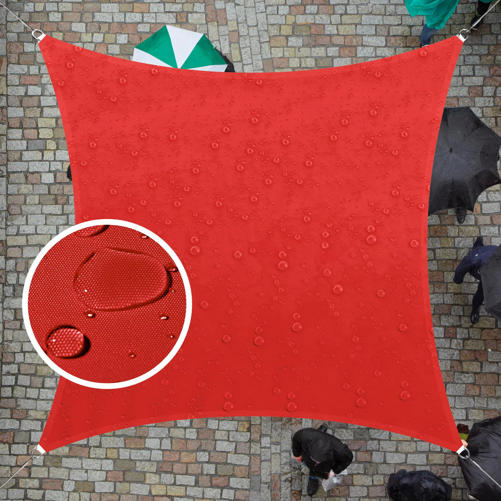 9.5' x 9.5' Red Square Waterproof Sun Shade Sail L445