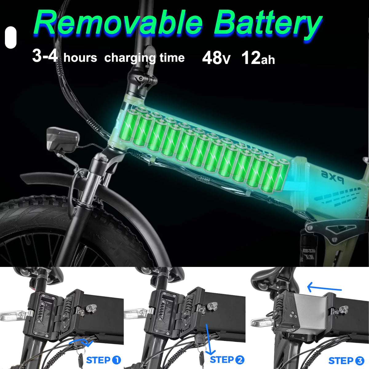 Folding Electric Mountain Bike 750W 20'' Aluminum Alloy 48V 12Ah 9 Speed P217