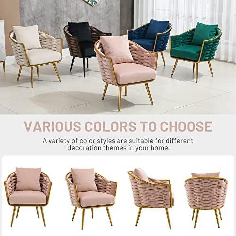 Beige Velvet Accent Chair with Arms and Pillow K25363