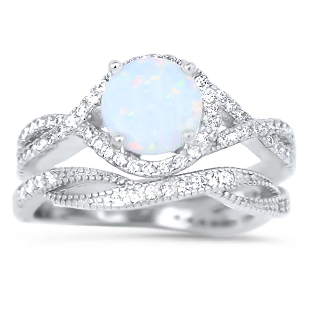 Sterling Silver Wedding Rings Bridal Set U8930