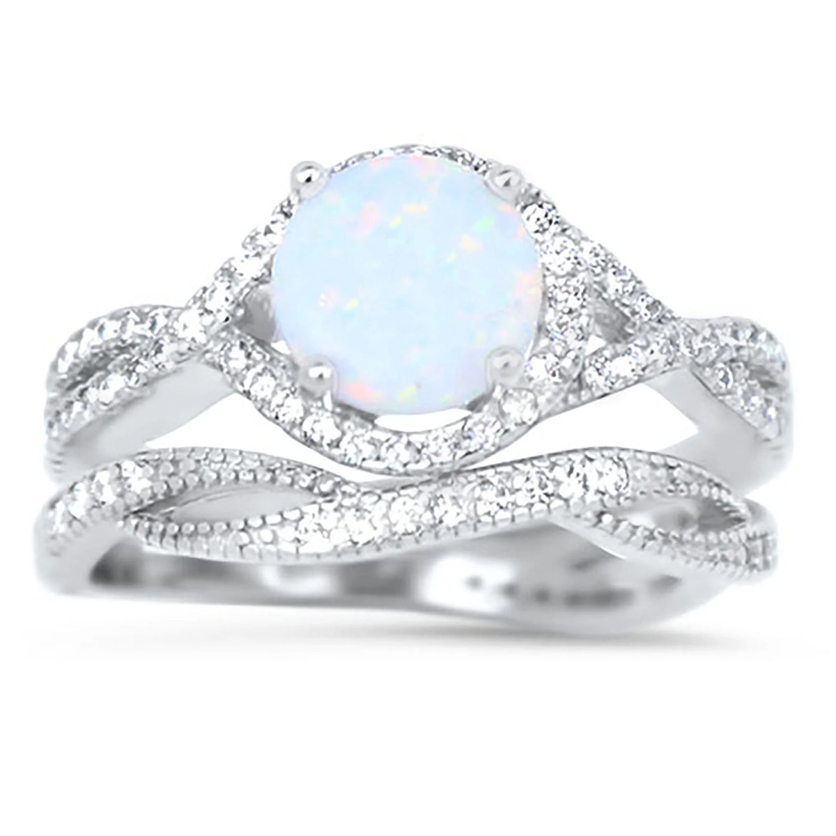 Sterling Silver Wedding Rings Bridal Set U8930