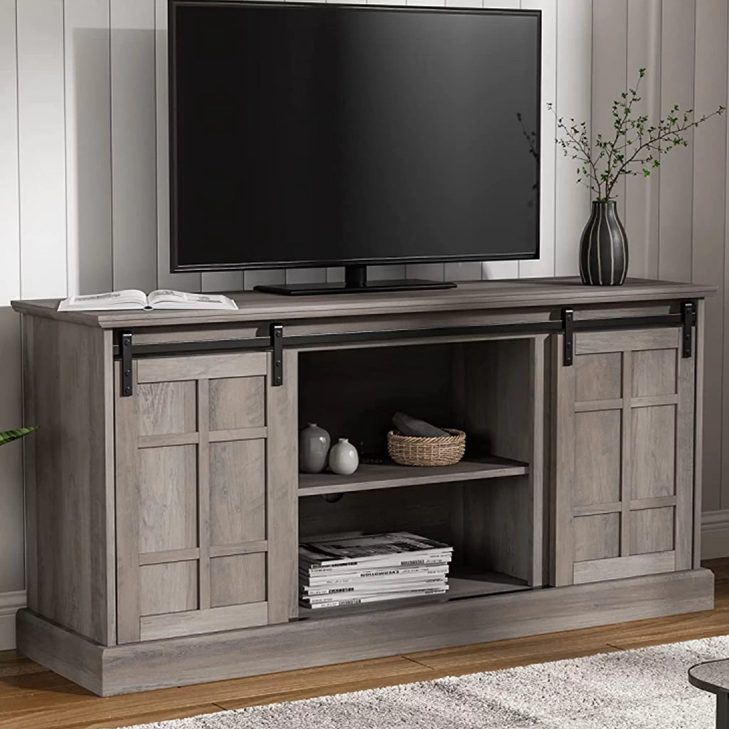 Wash Gray 58" TV Stand with Sliding Barn Door Z616