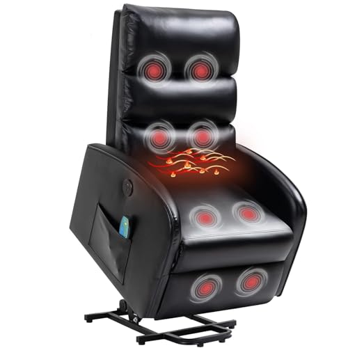 Black PU Leather Power Lift Recliner Chair with Remote Control U487148