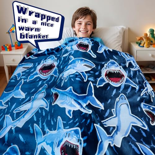 Glow in The Dark Shark Blanket 50x60 inch L73649