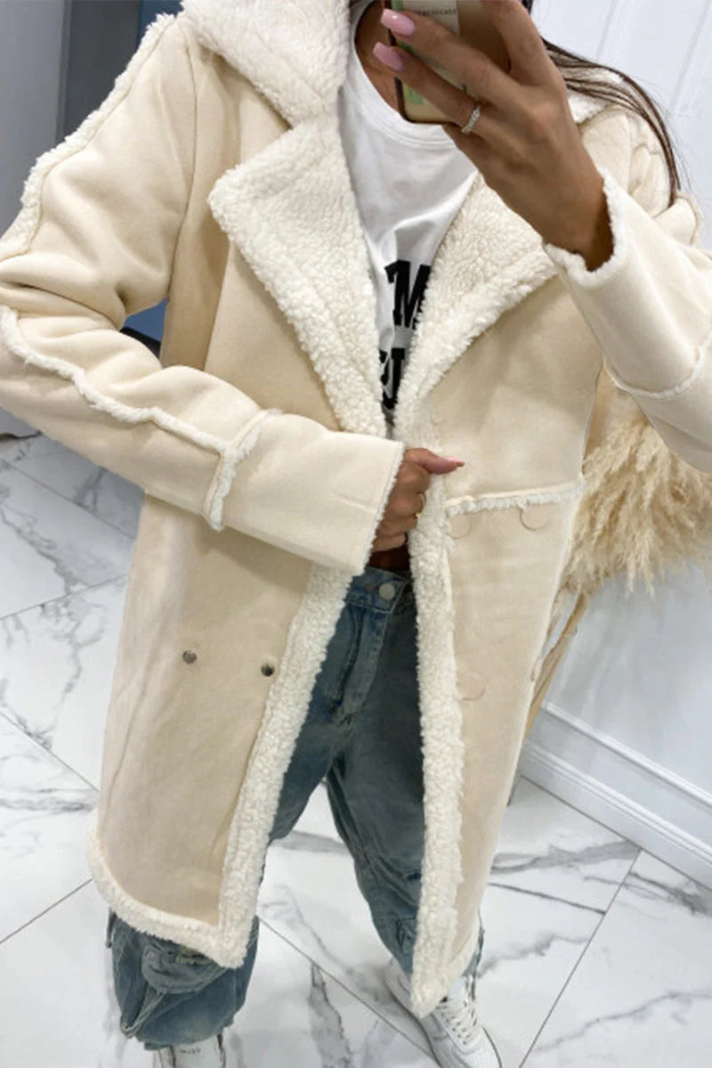 Solid Patchwork Pocket Half A Turtleneck Outerwear S119056