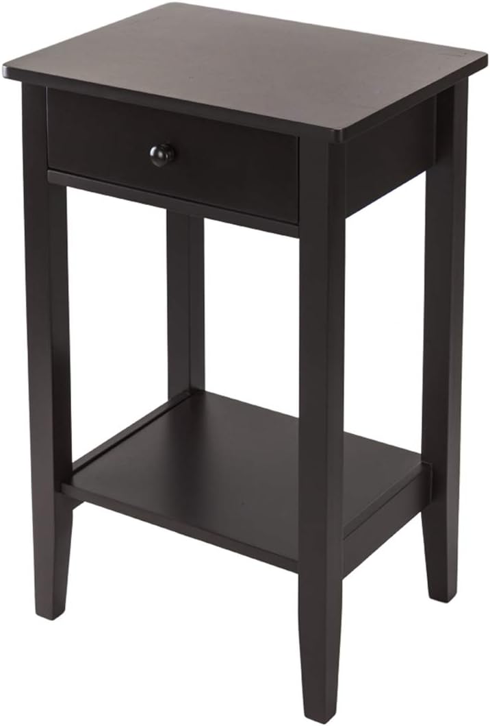 Two-Layer End Table with Drawer, Coffee Color U2160