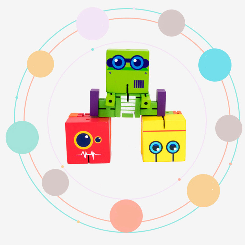 Red Wooden Robot Puzzle Toy Y366