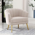 Velvet Accent Chair with Ottoman, Golden Metal Legs M6167