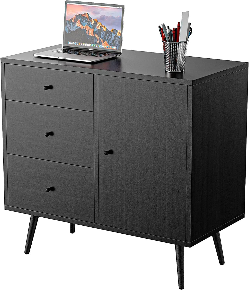 White 32 Inch Wood Sideboard Cabinet with 3 Drawers R618