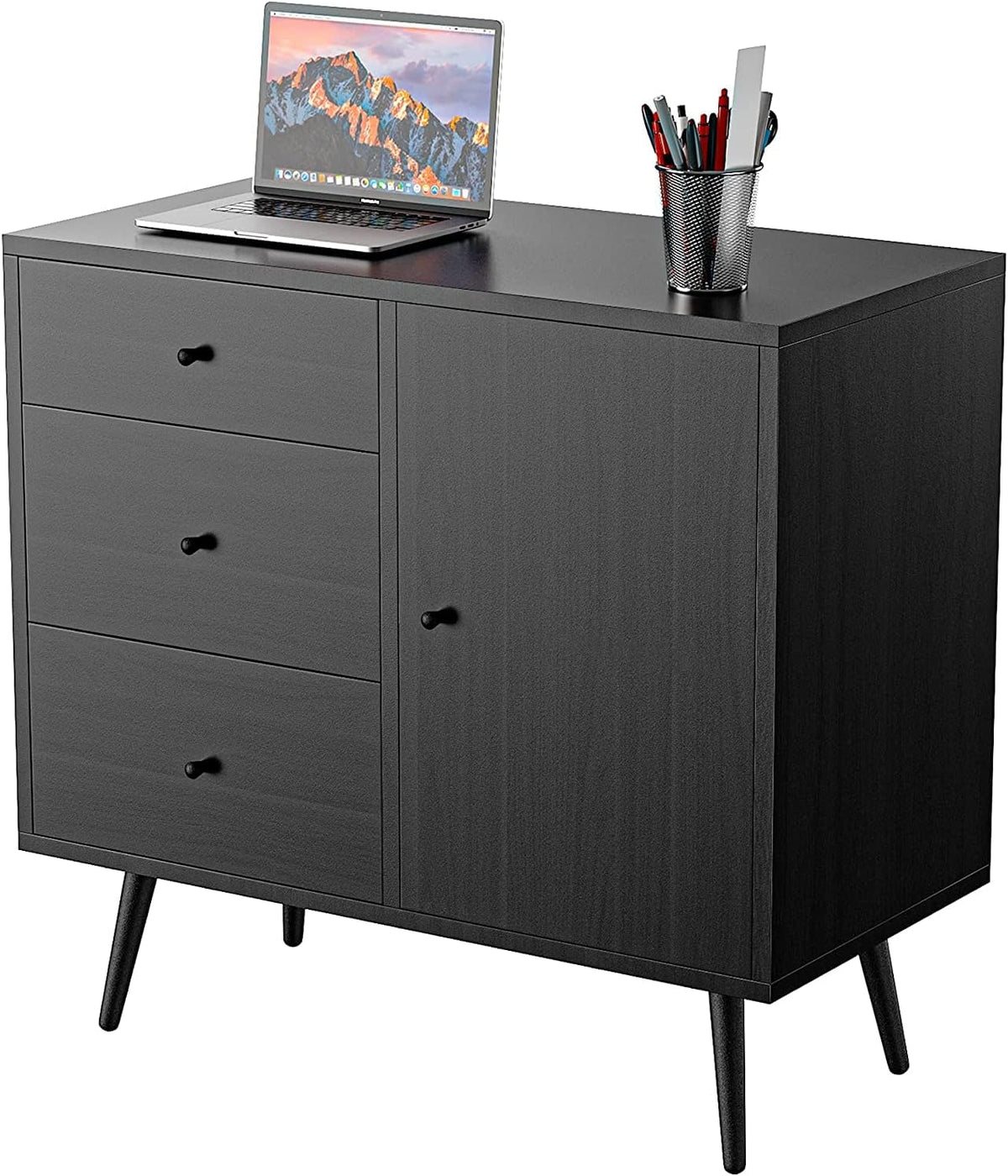 White 32 Inch Wood Sideboard Cabinet with 3 Drawers R618