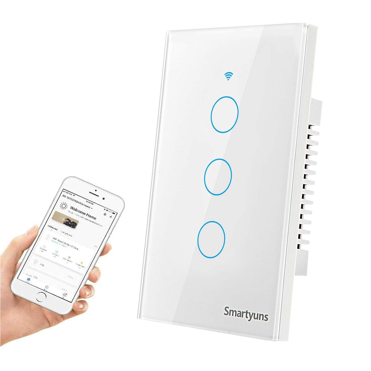 Black WiFi Tempered Glass Touch Light Switch O42816
