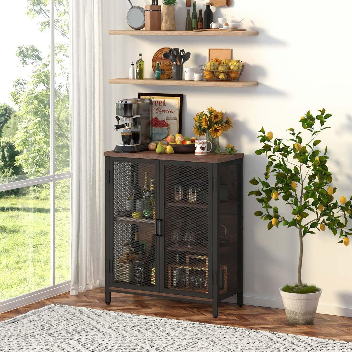 Small Oak Accent Cabinet with Storage N819713
