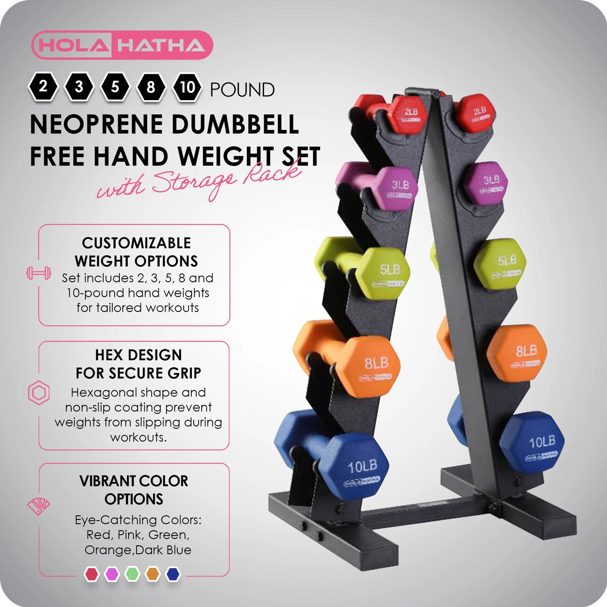 Neoprene Dumbbell Weight Set with Rack H74965