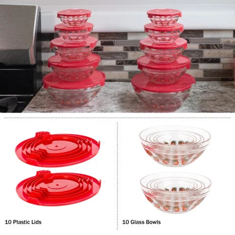 20-Piece Glass Food Storage Bowl and Lids Set R983