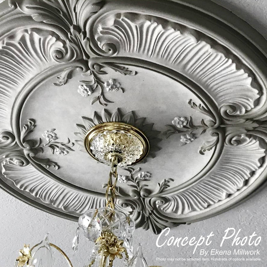 19 7/8 inch x 1 1/4 inch Hand-Painted Silver Ceiling Medallion Q636