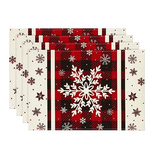 Buffalo Plaid Snowflakes Winter Placemats Set of 4 T1587