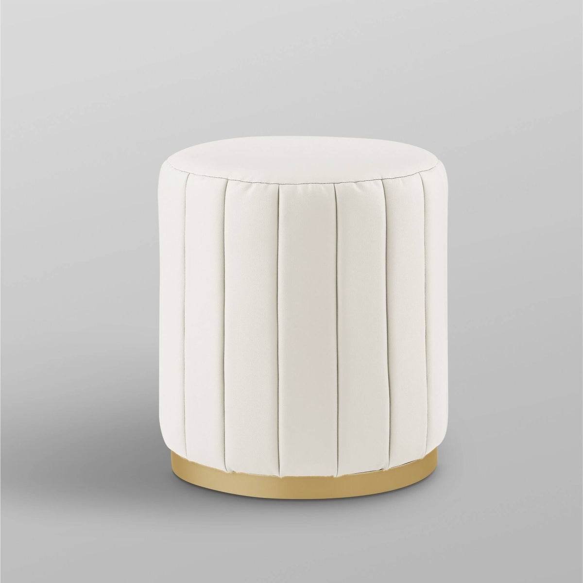 Grey/Silver Leather Round Ottoman G617