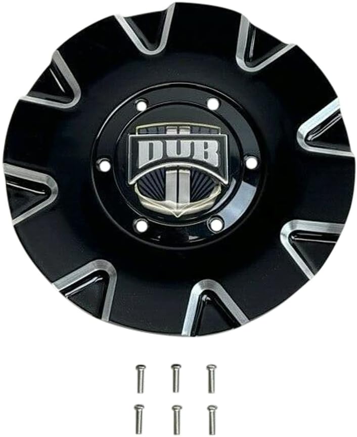 Gloss Black and Milled Wheel Center Cap with Screws Pack of 2 E146622