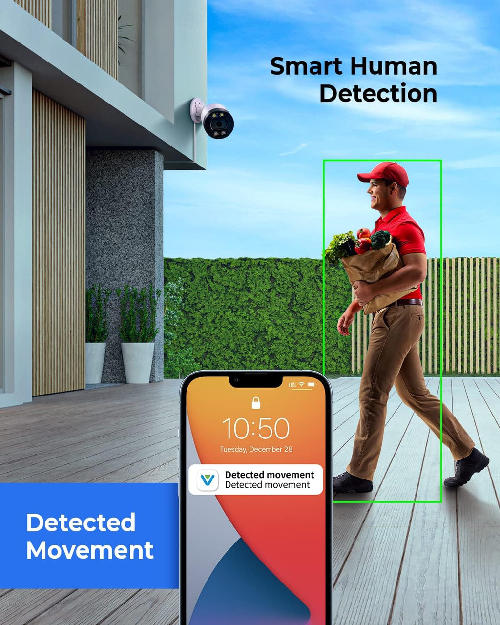 5MP PoE IP Camera with Two-Way Audio, Full-Color Night Vision, AI Human Detection, IP66 Weatherproof Z930893