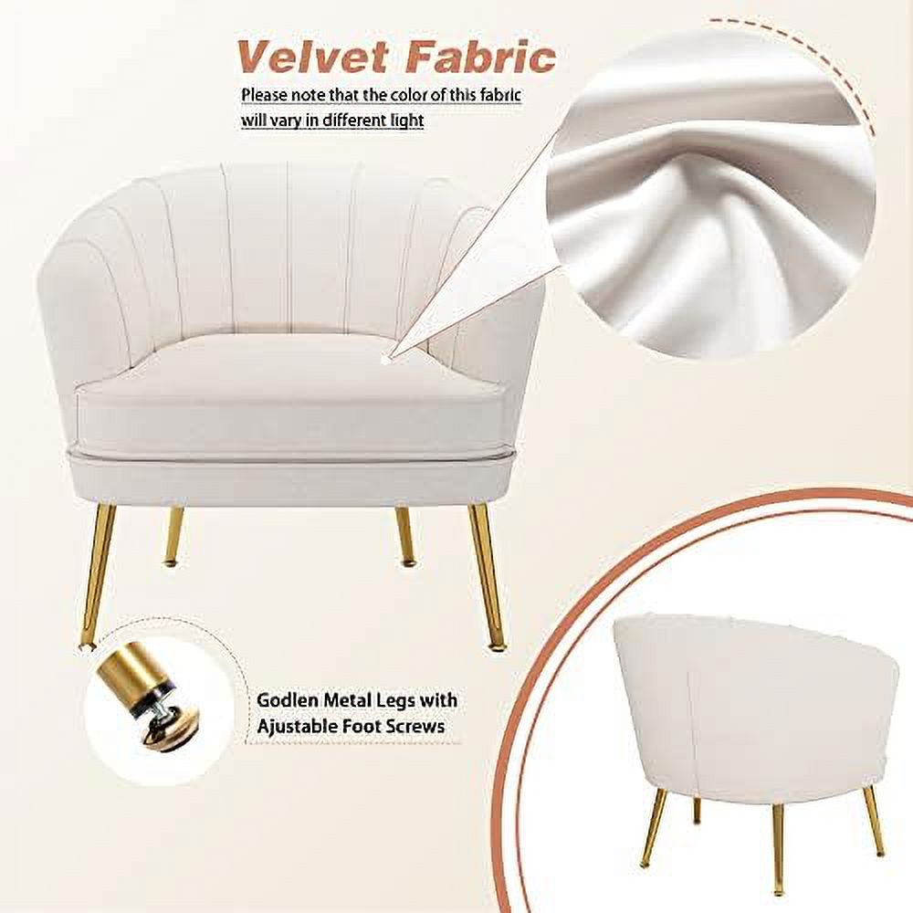 Velvet Accent Chair with Ottoman, Golden Metal Legs M6167